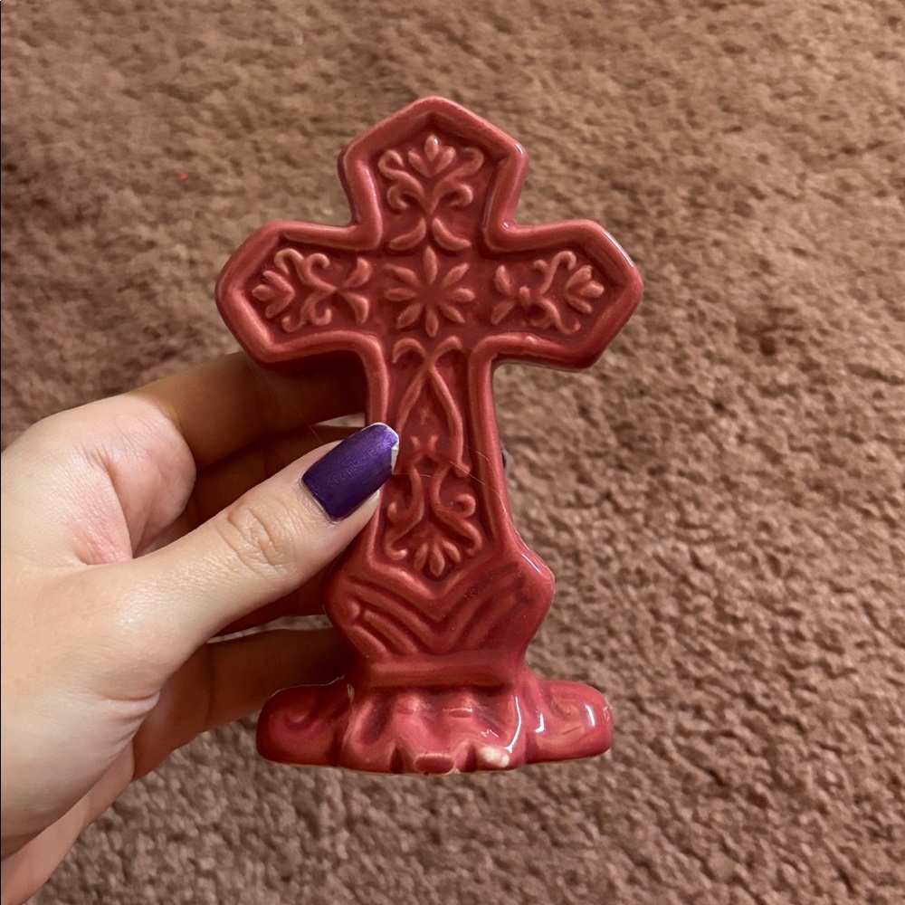 Decorative Red Ceramic Cross